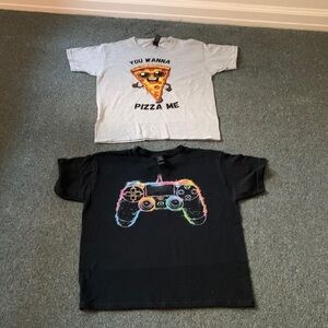 Gildan Heavy Cotton Gray T-Shirt pizza gaming combo